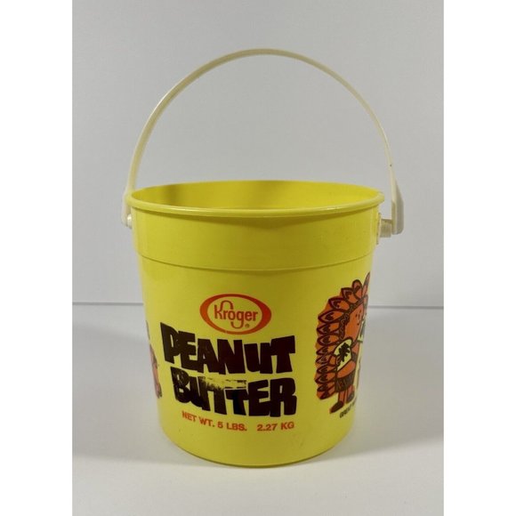 Vintage Kroger Peanut Butter Sand Pail Yellow Kids Graphics 5 Pound Bucket - Picture 1 of 11
